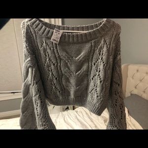 Cropped Grey Knitted Sweater